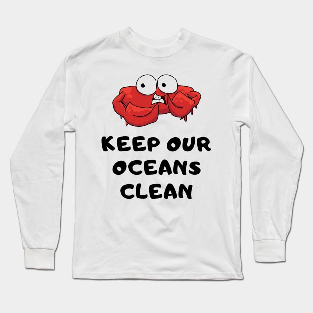 Cute Red Crab Ocean Sea Shirt Planet Earth Greta Thunberg Cute Recycle Funny Mother Earth Water Plastic Eco Climate Change SOS Help Pollution Nature Ozone Environment Cute Funny Gift Idea Long Sleeve T-Shirt by EpsilonEridani